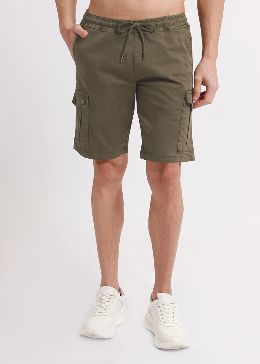 Get Green Cotton Cargo Shorts
