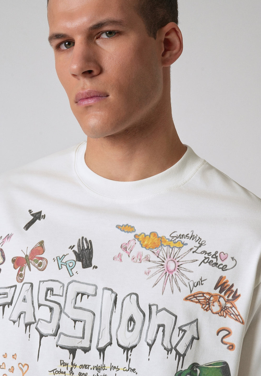 Passion White Printed Oversized T-shirt