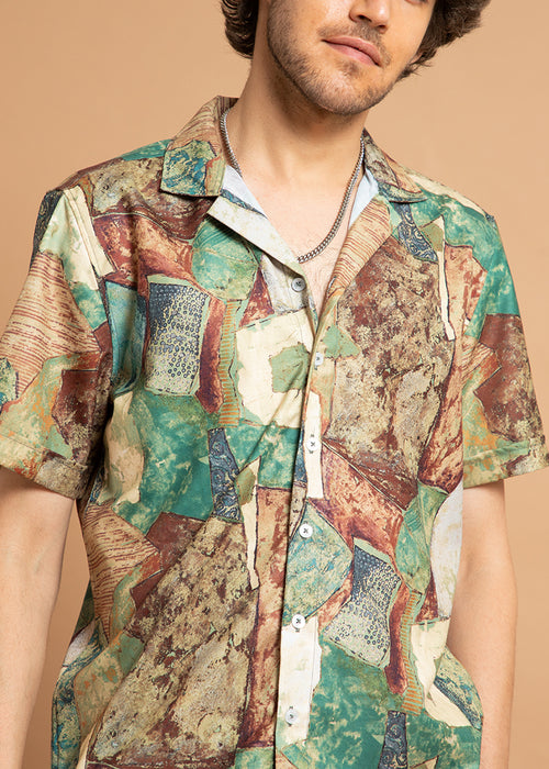 Mosaic Green Half Sleeve Shirt