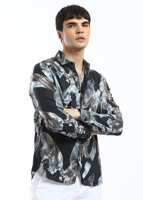 Contemporary Marble Floral Print Shirt