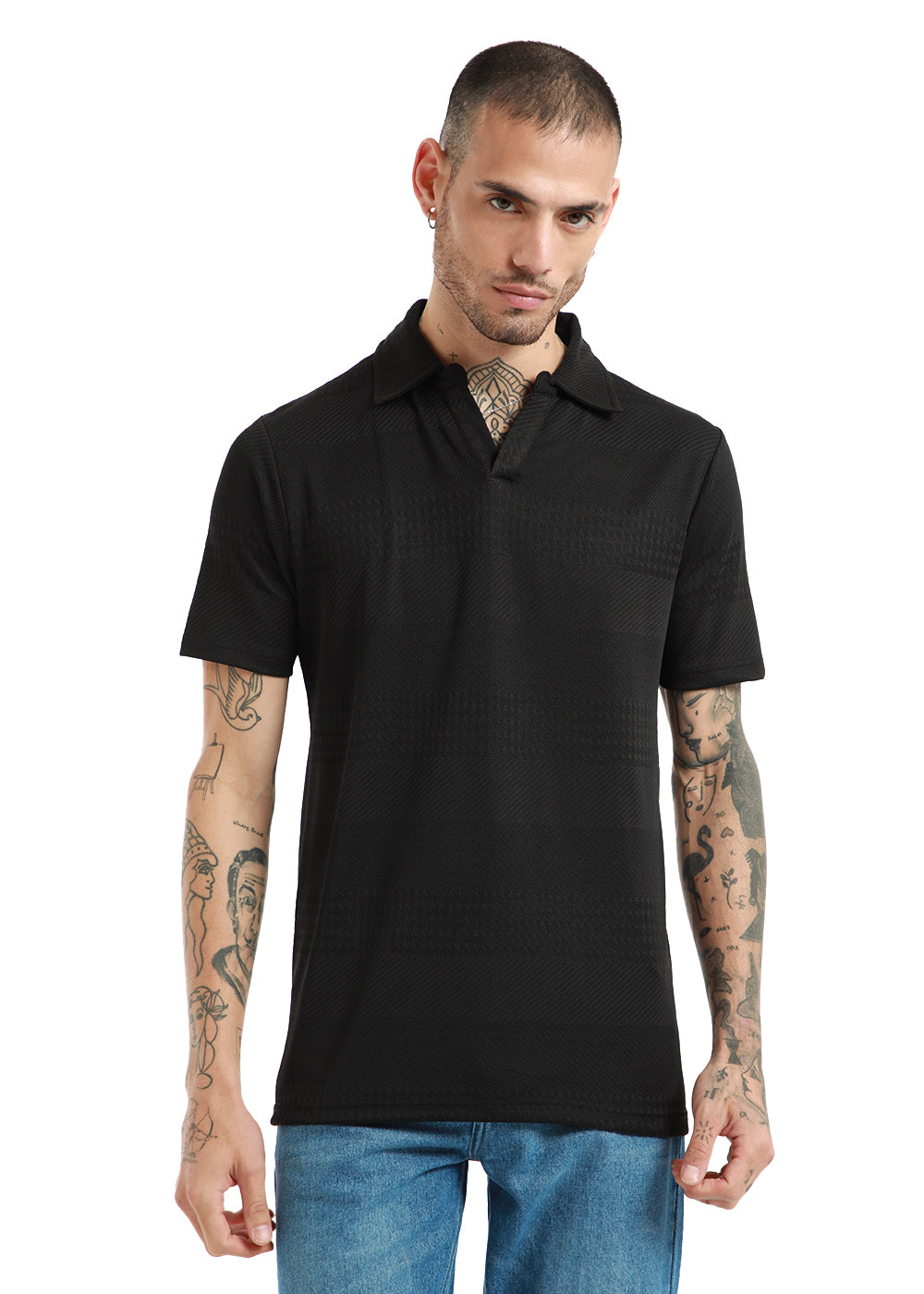 Jacquard Black Polo T-shirt