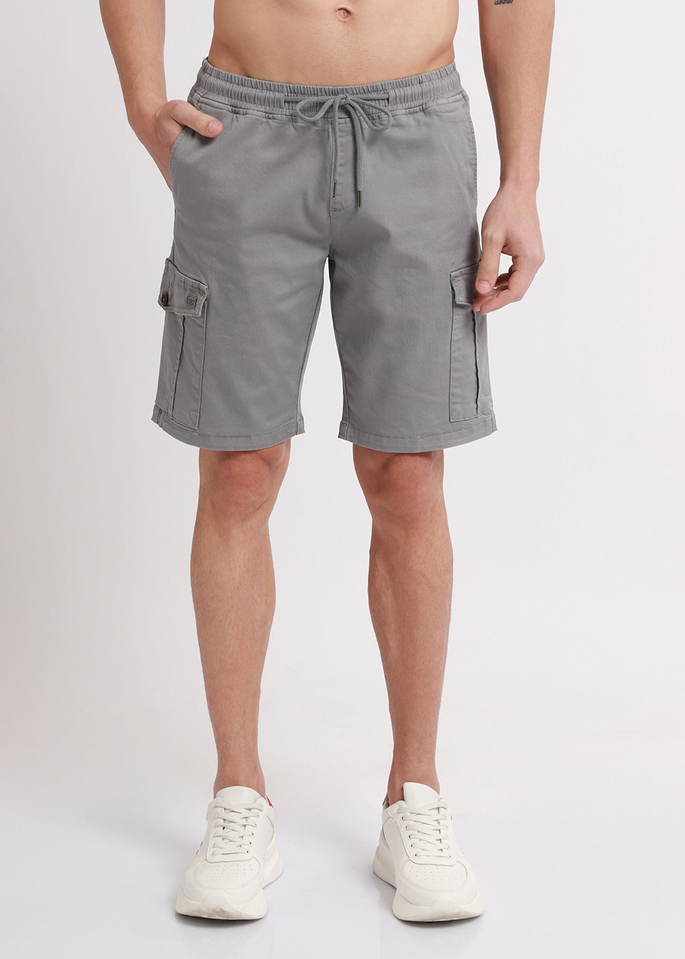 Brocky Grey Cotton Cargo Shorts2