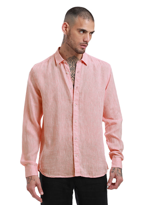 Light Peach Pure Irish Linen Shirt