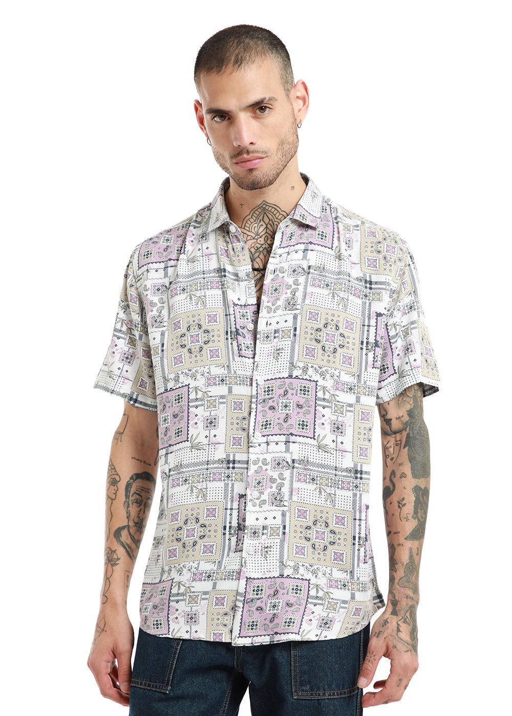 Opaque print half sleeve shirt