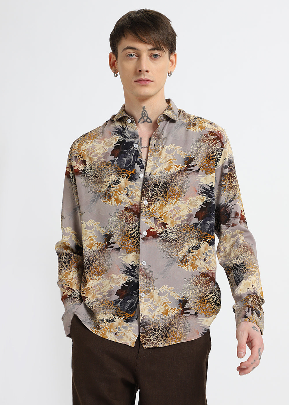 Coral Oasis Tan Feather shirt