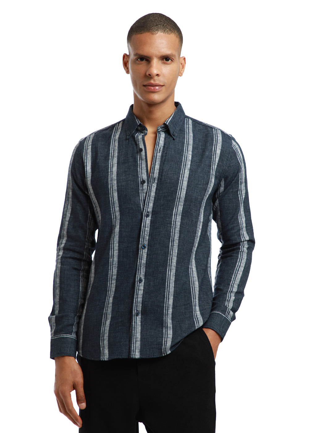 Melange Triadic Blue Stripe Shirt