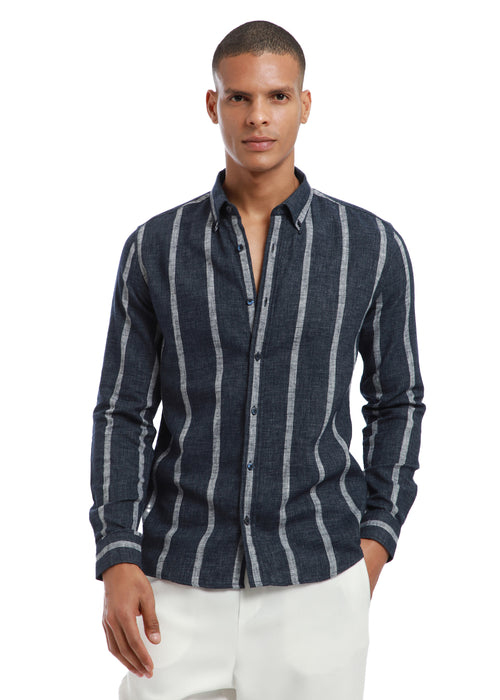 Melange Parallel Blue Stripe shirt