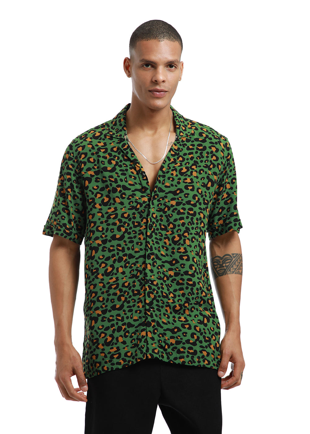 Green leopard print shirt best sale