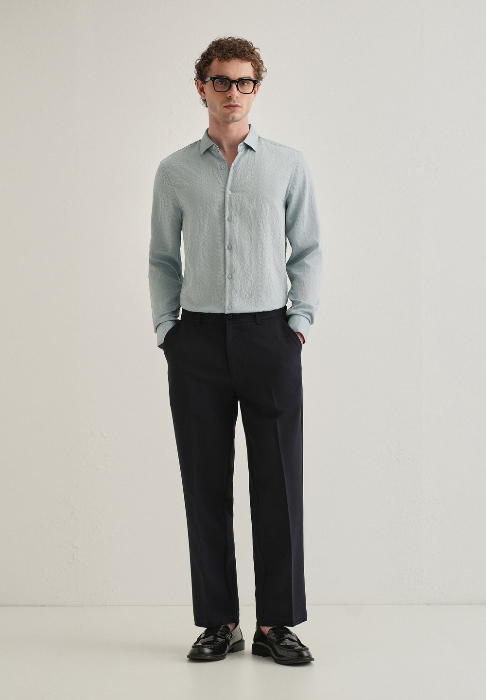 Blue Self Patterned Shirt