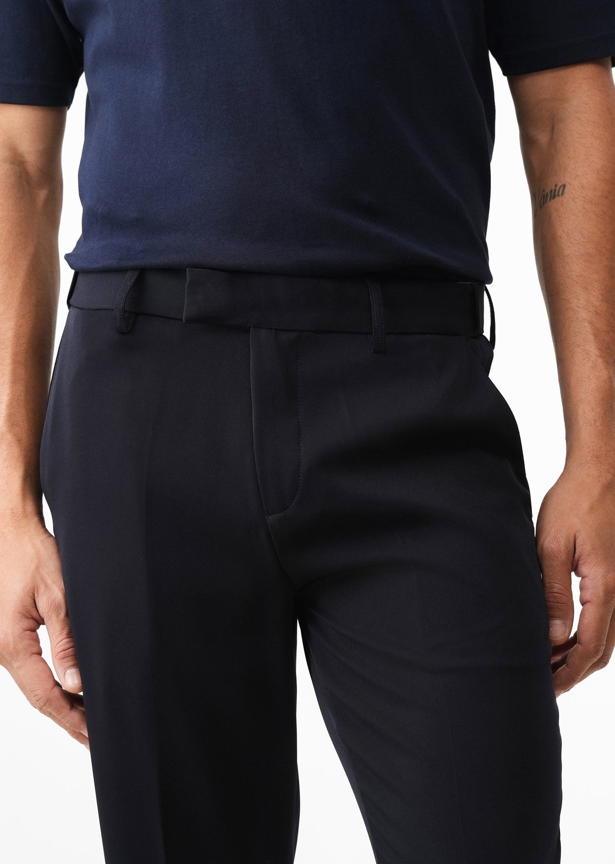 Navy Slim Fit Flex Waist Trousers