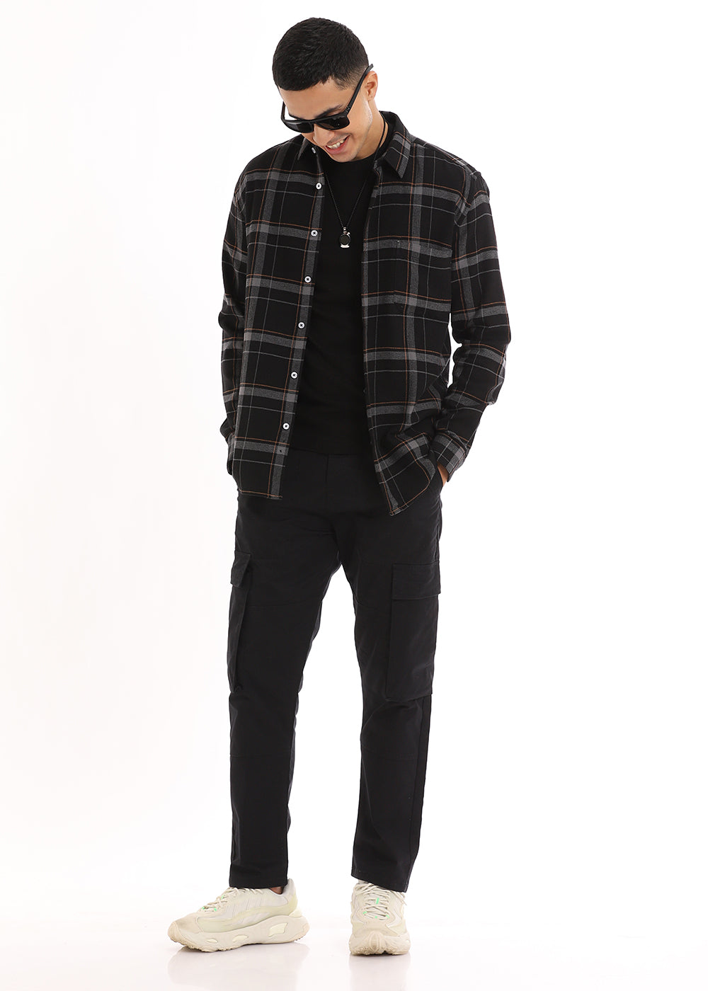 Dobby Charcoal Checked Shirt
