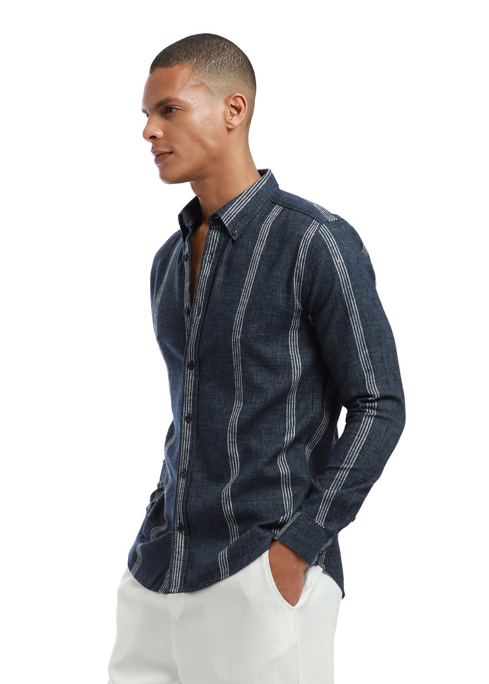 Melange Stick Blue Stripe shirt