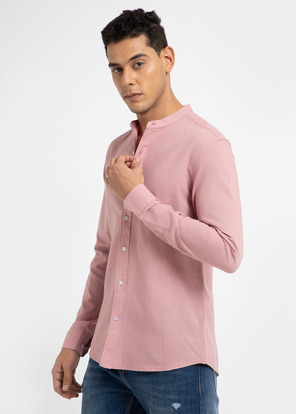 Sakura Pink Cotton Linen Shirt