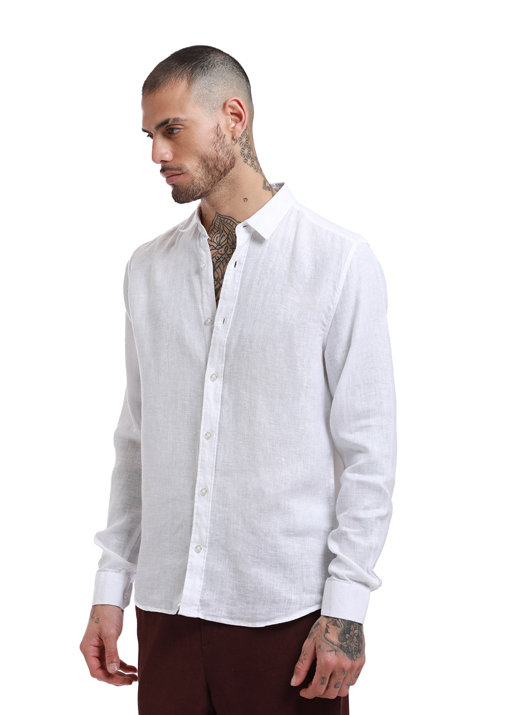 White Pure Irish Linen Shirt