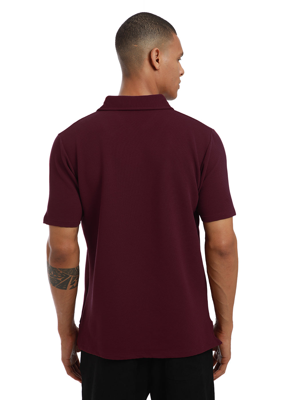 Maroon textured Polo Tshirt