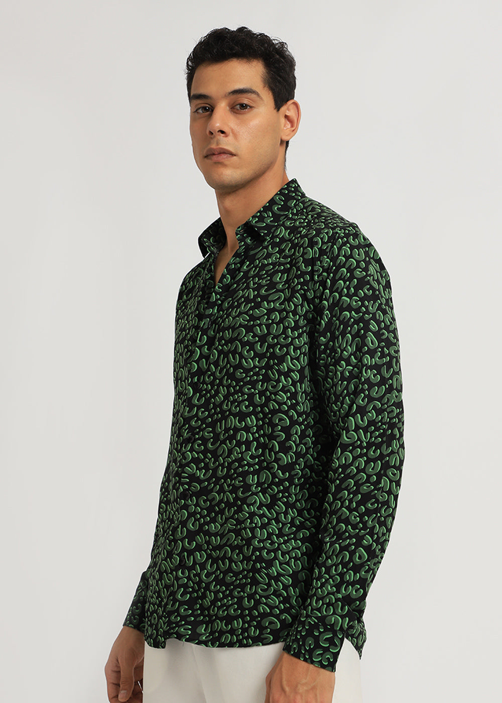 Green Panthera Print Full sleeve shirt