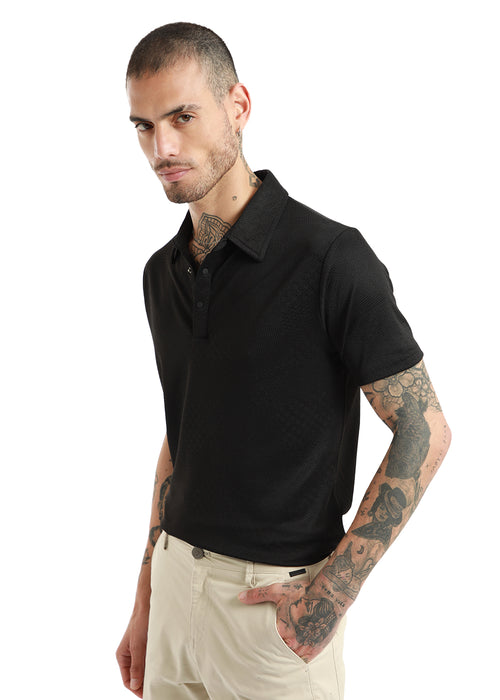 Black Structured Polo T-shirt