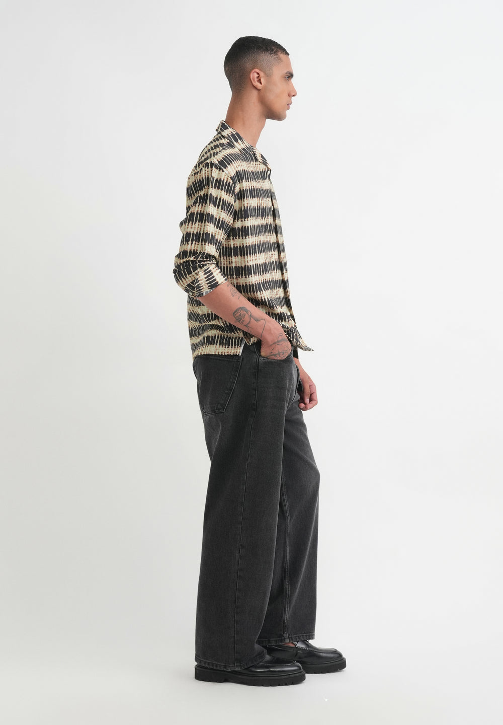 Beige Abstract Relaxed Fit Shirt