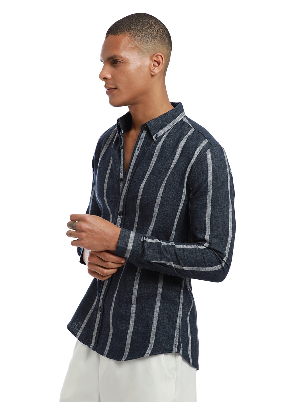 Melange Parallel Blue Stripe shirt