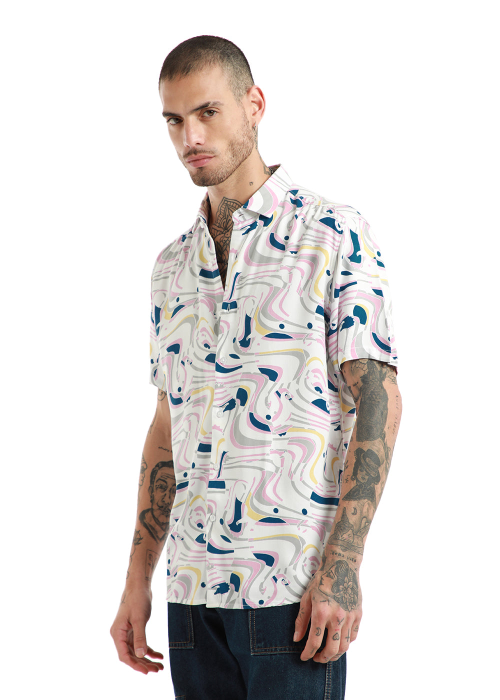 Ocean coast print half sleeve shirt'