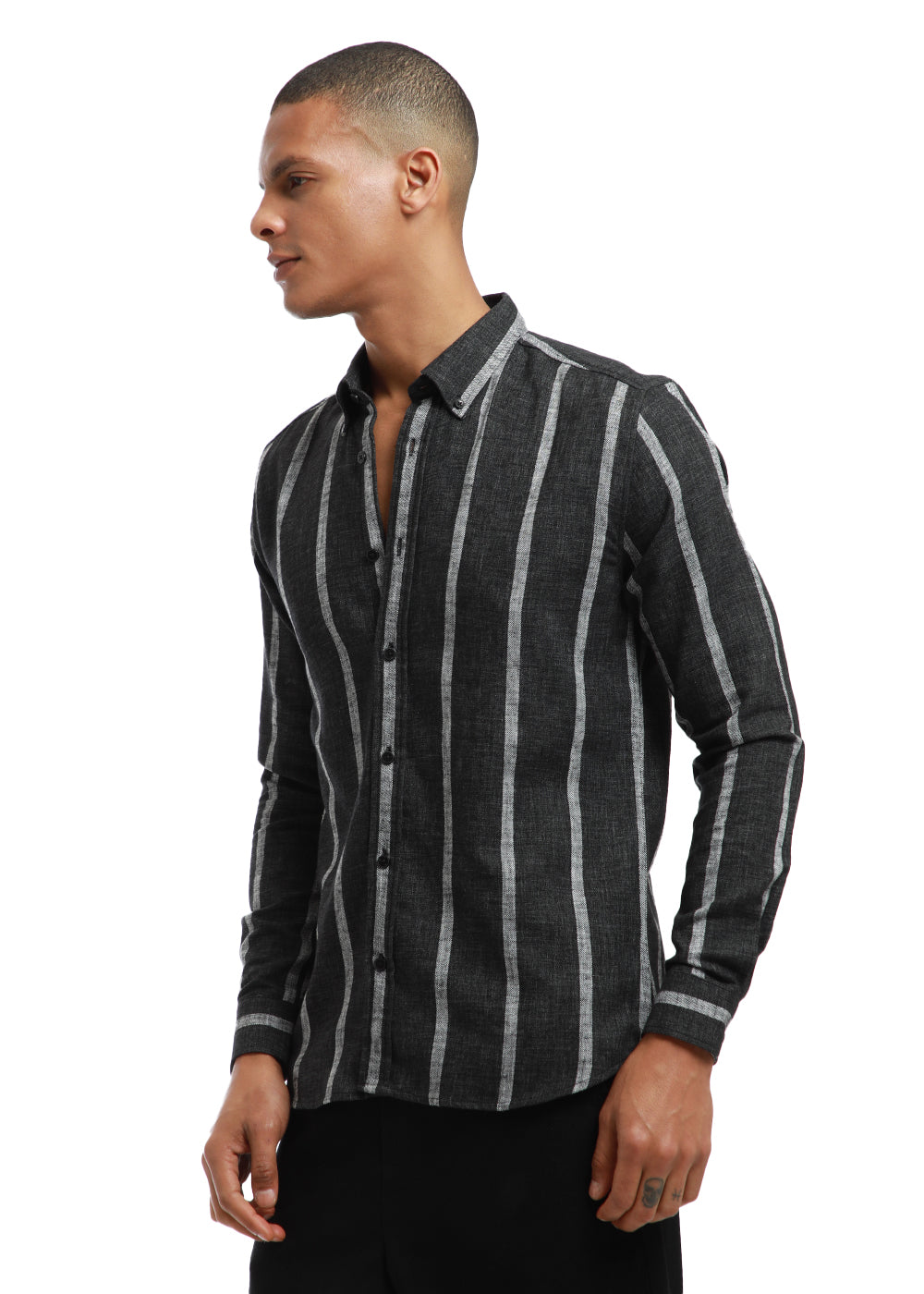 Melange Parallel Gray Stripe shirt