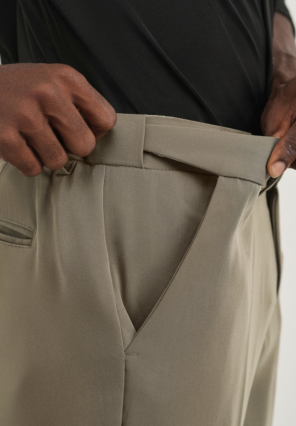 Khaki Green Flex Waist Slim Fit Trouser