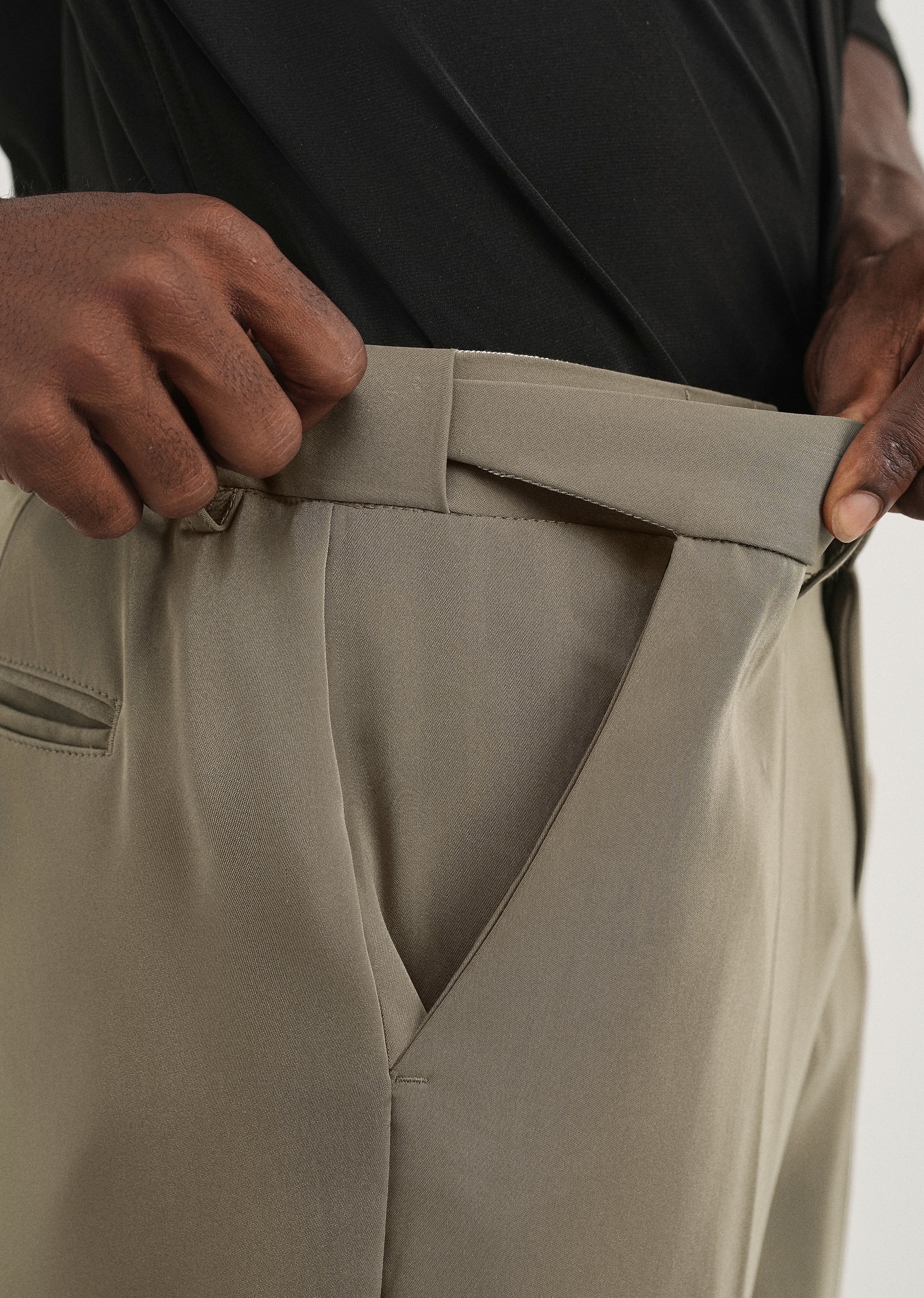 Khaki Green Flex Waist Slim Fit Trouser