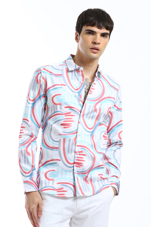 Brush Stroke Full Sleeve Printed Shirt