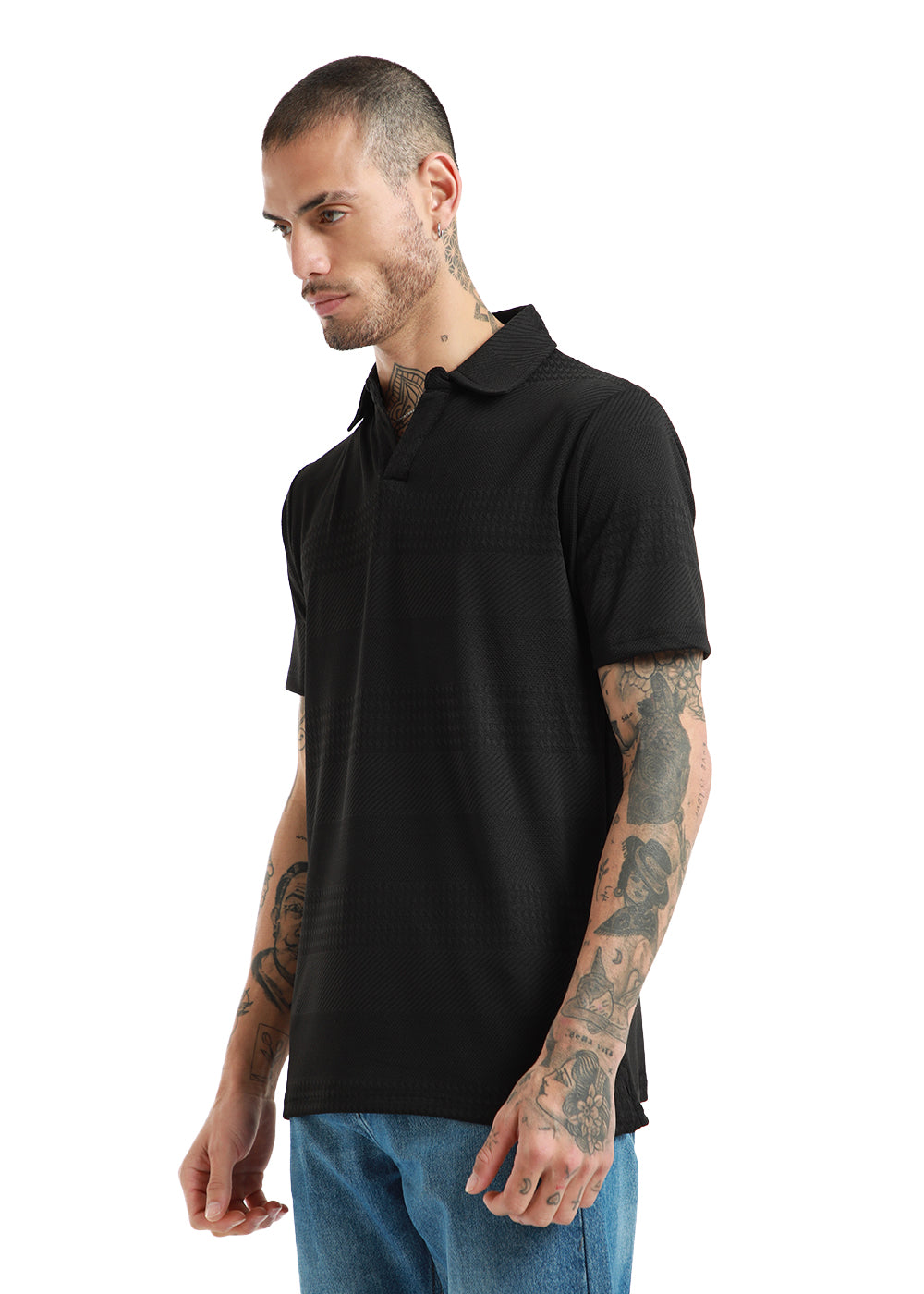 Jacquard Black Polo T-shirt