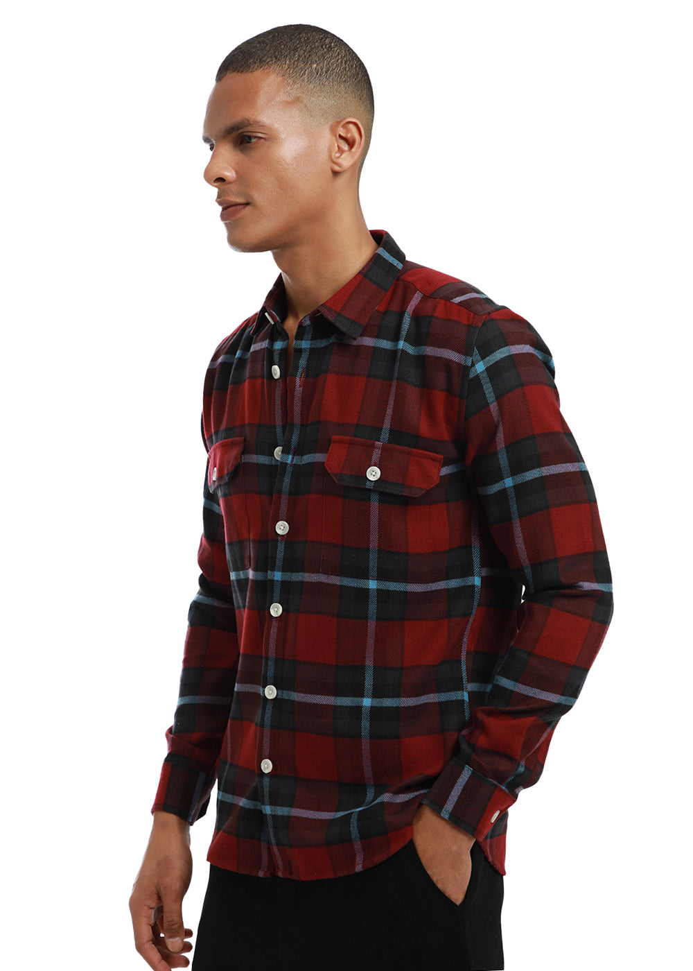 True red Brushed Cotton Check Shirt