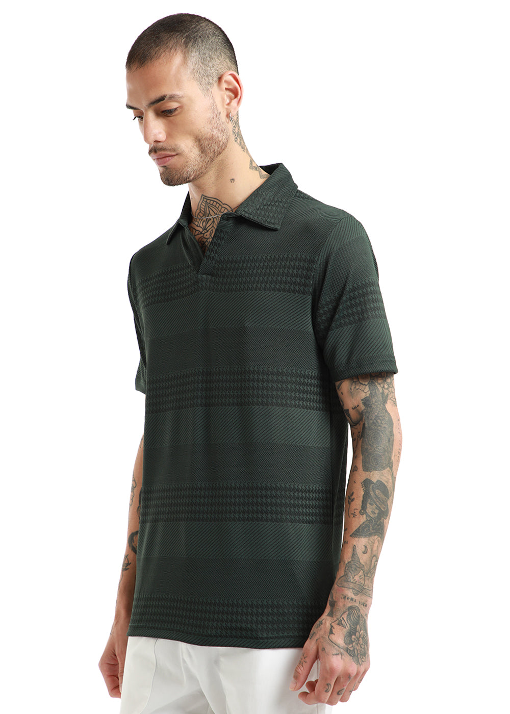 Jacquard Olive Polo Tshirt