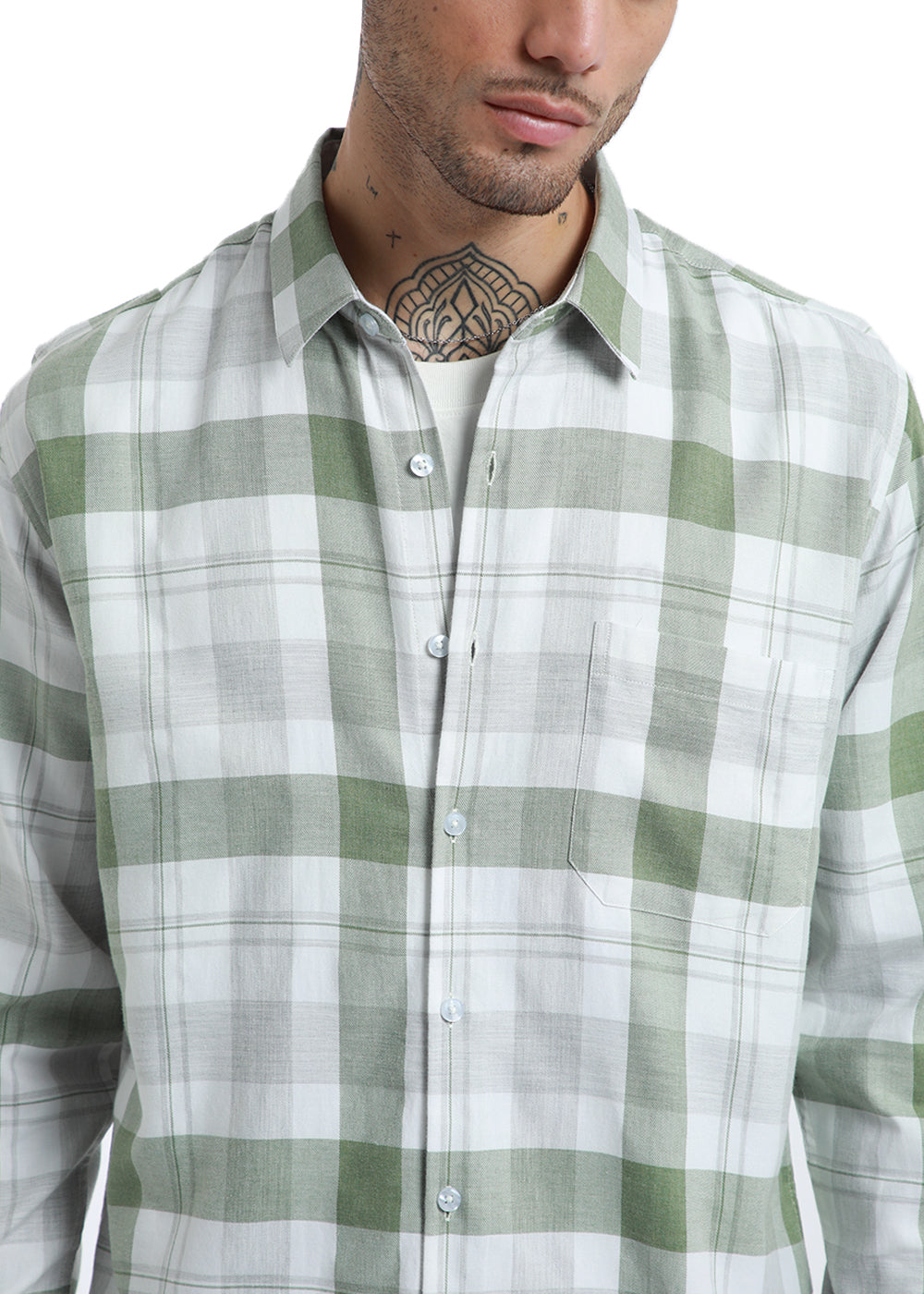 Melange Fern Green Check Shirt