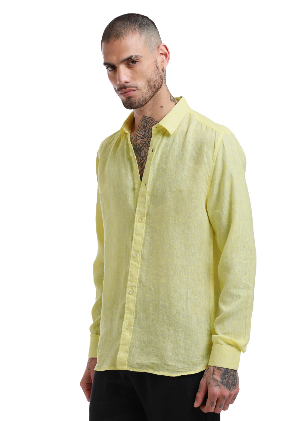 Lemon Yellow Pure Irish Linen Shirt