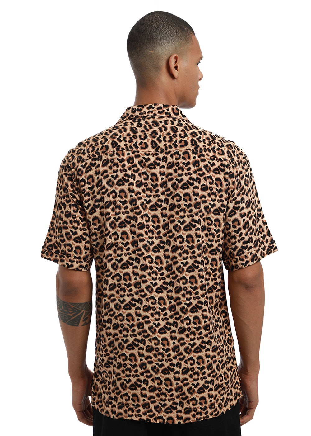 Brown Panthera Print Half sleeve shirt
