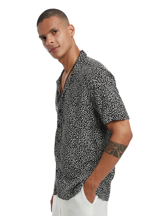 White Panthera Print Half sleeve shirt