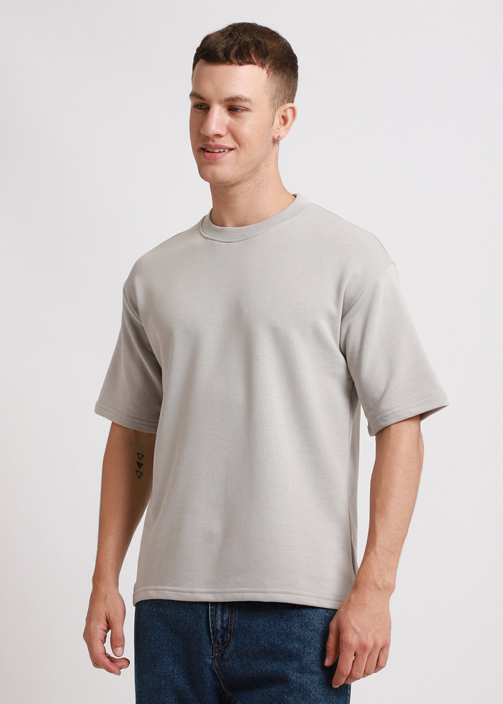 Pale Gray Oversized Basic T-shirt