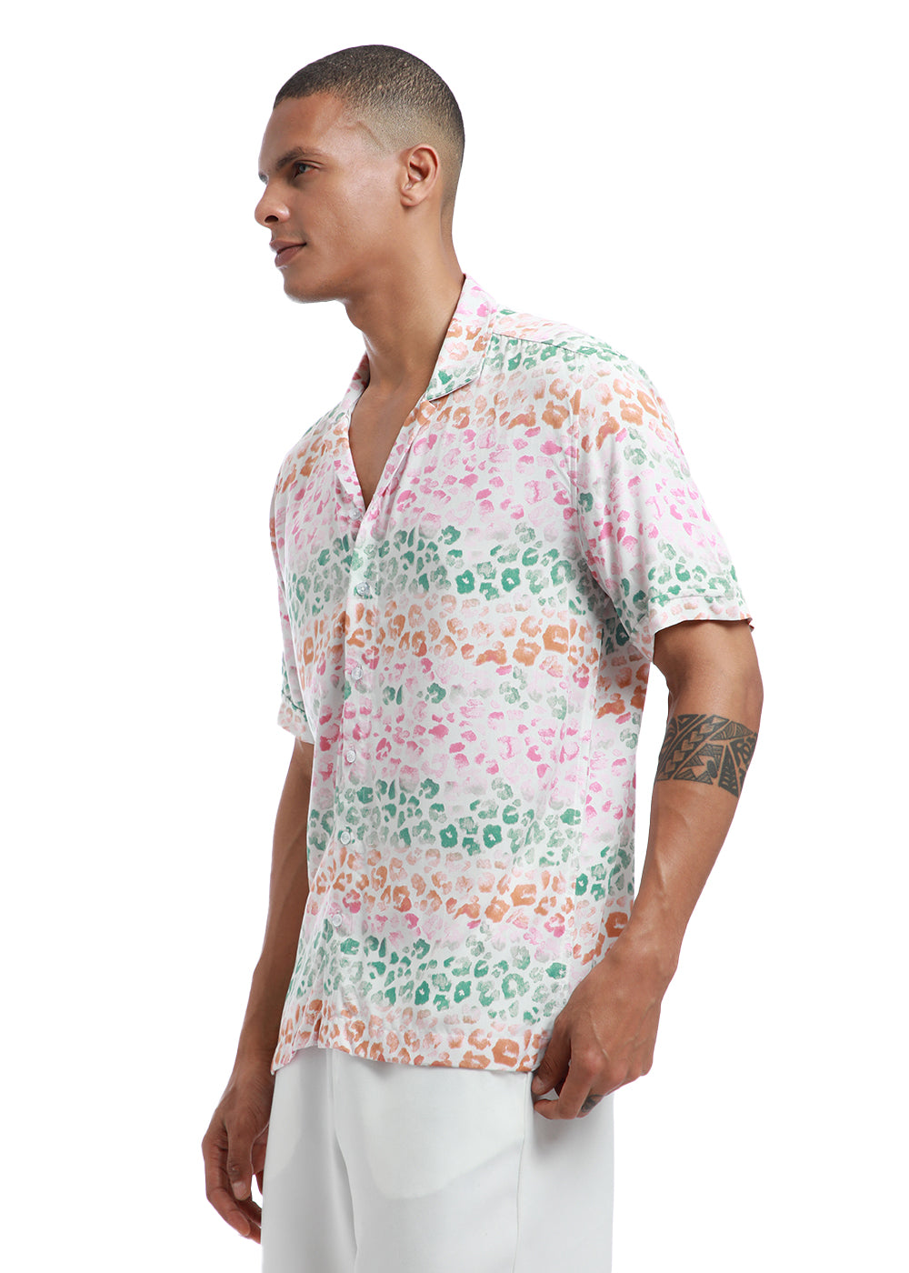 Multi coloured Panthera Print Half sleeve shirt