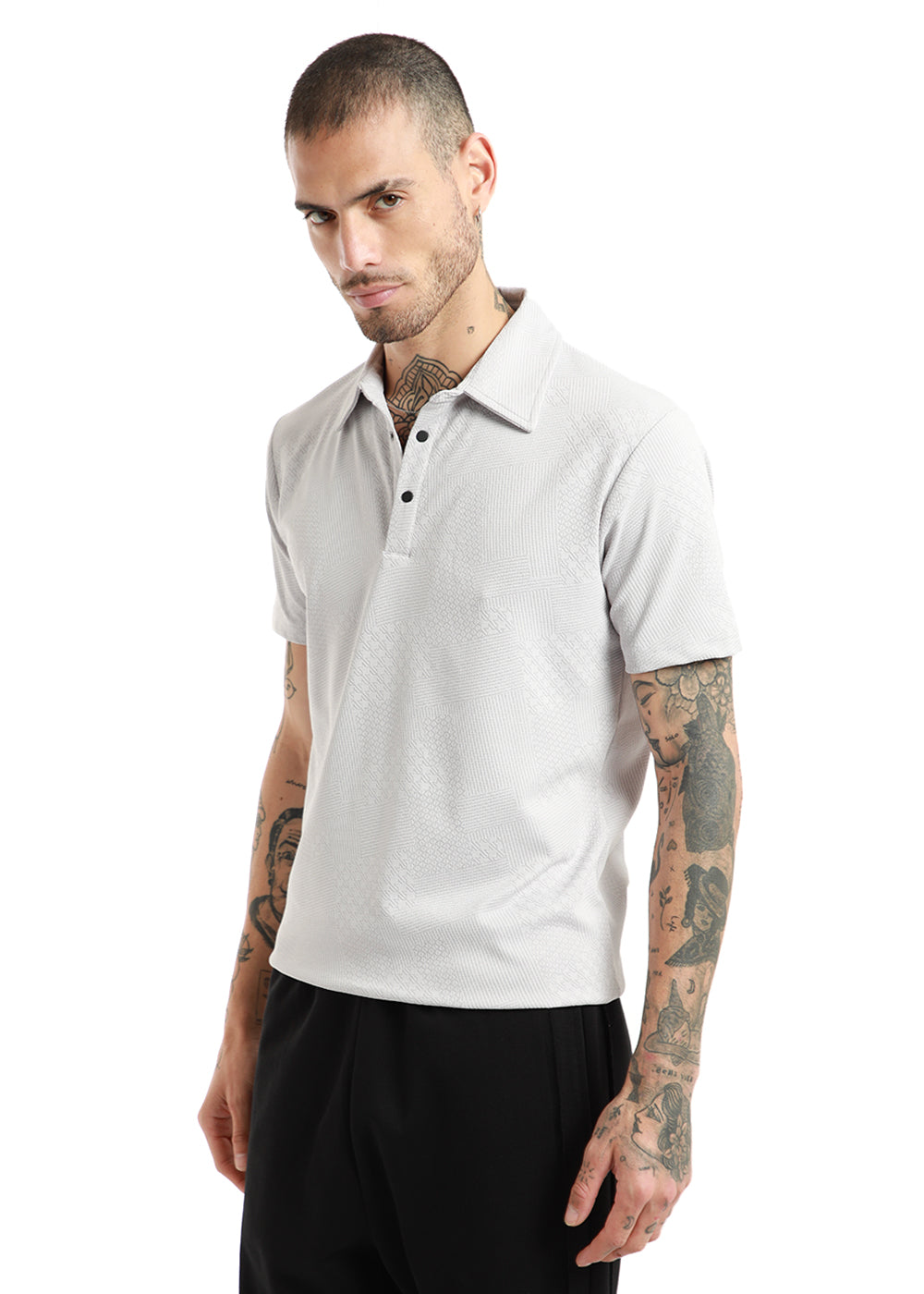 Light Gray Structured Polo Tshirt