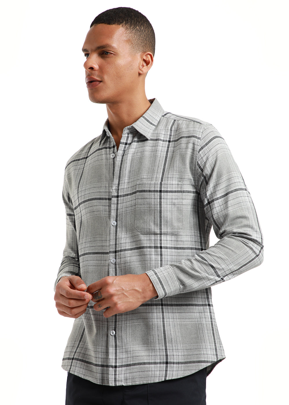Melange Glacier Grey Check Shirt