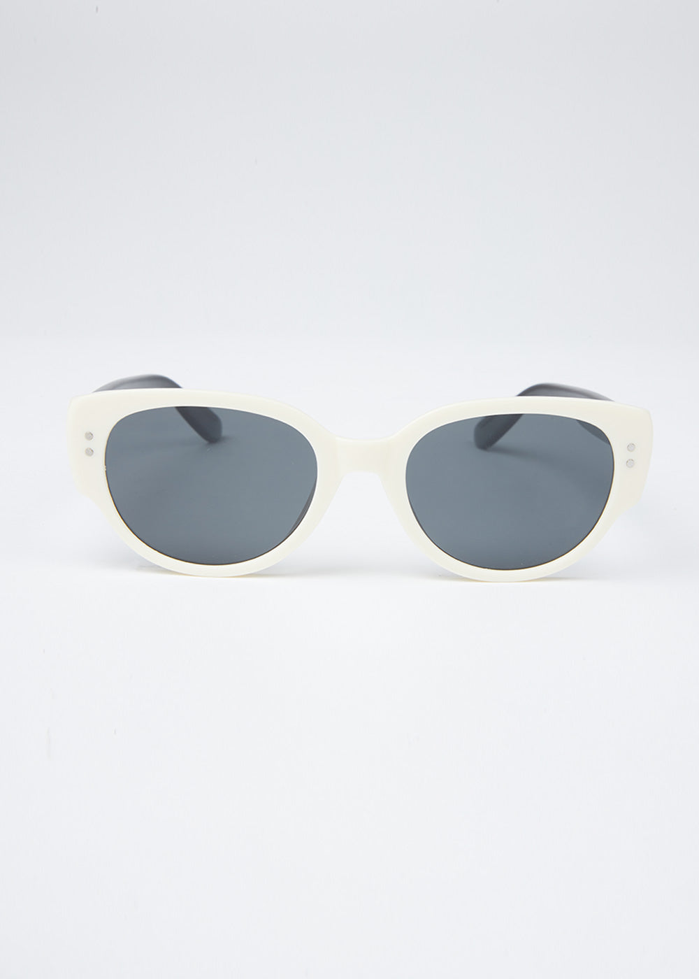 Sleek White Unisex Oval Sunglasses