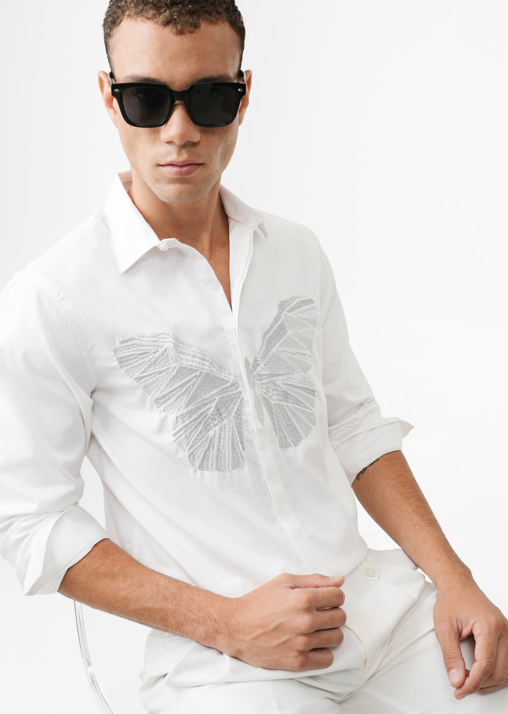 Mist White Flapper Designer Shirt
