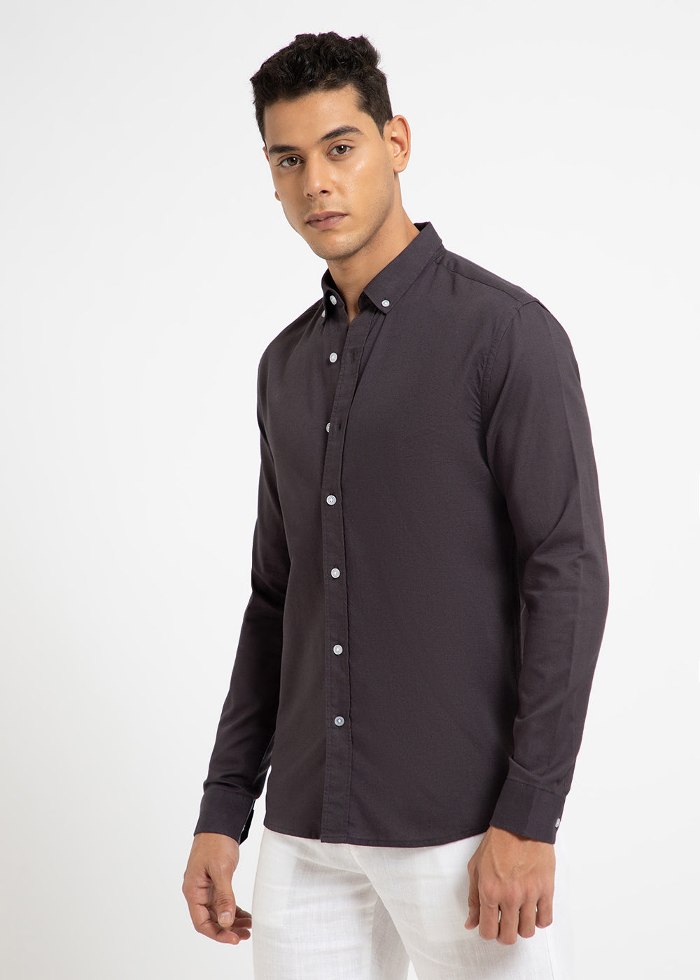 Granite Gray Cotton Linen Shirt