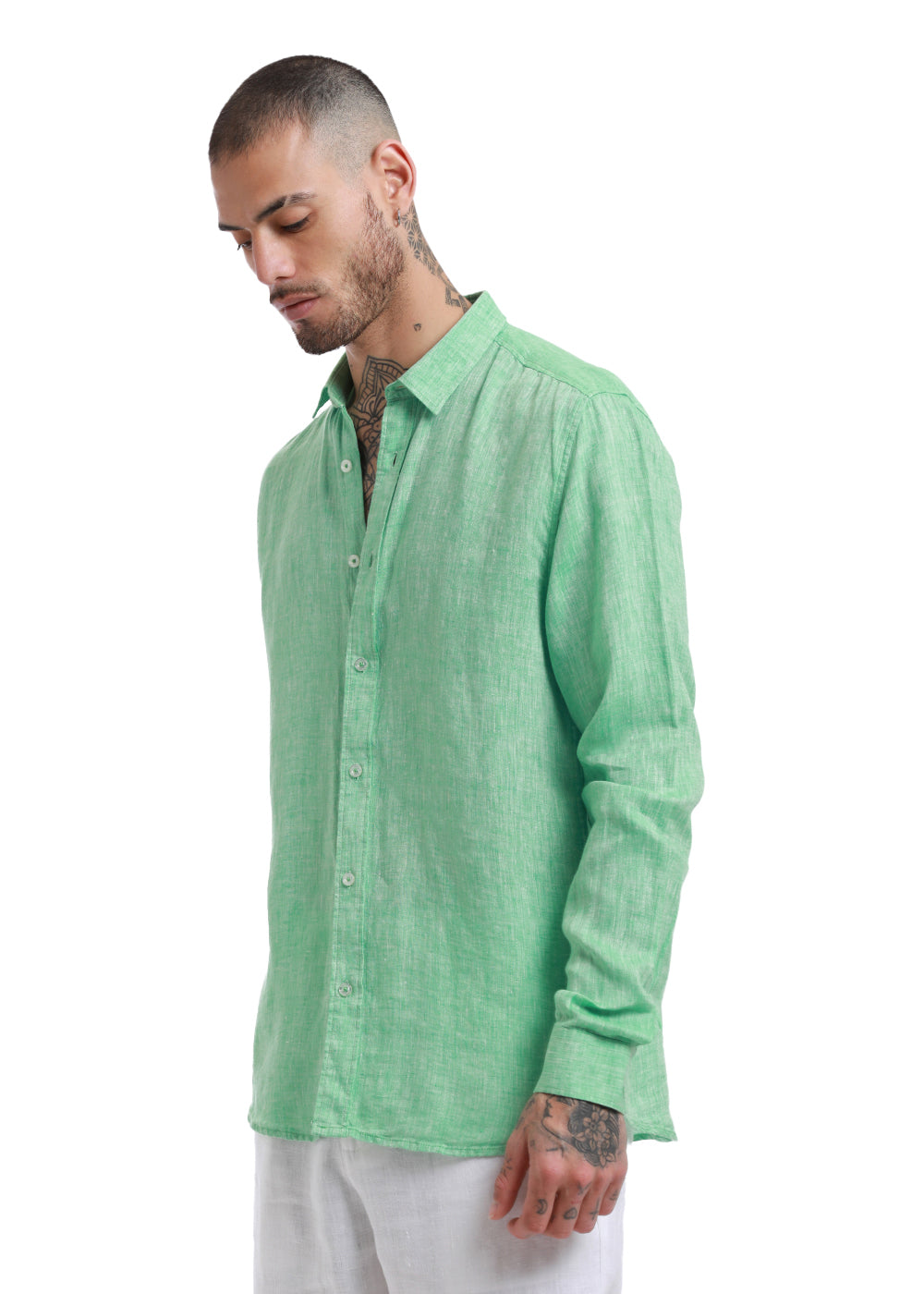 Smoke Green Pure Irish Linen Shirt