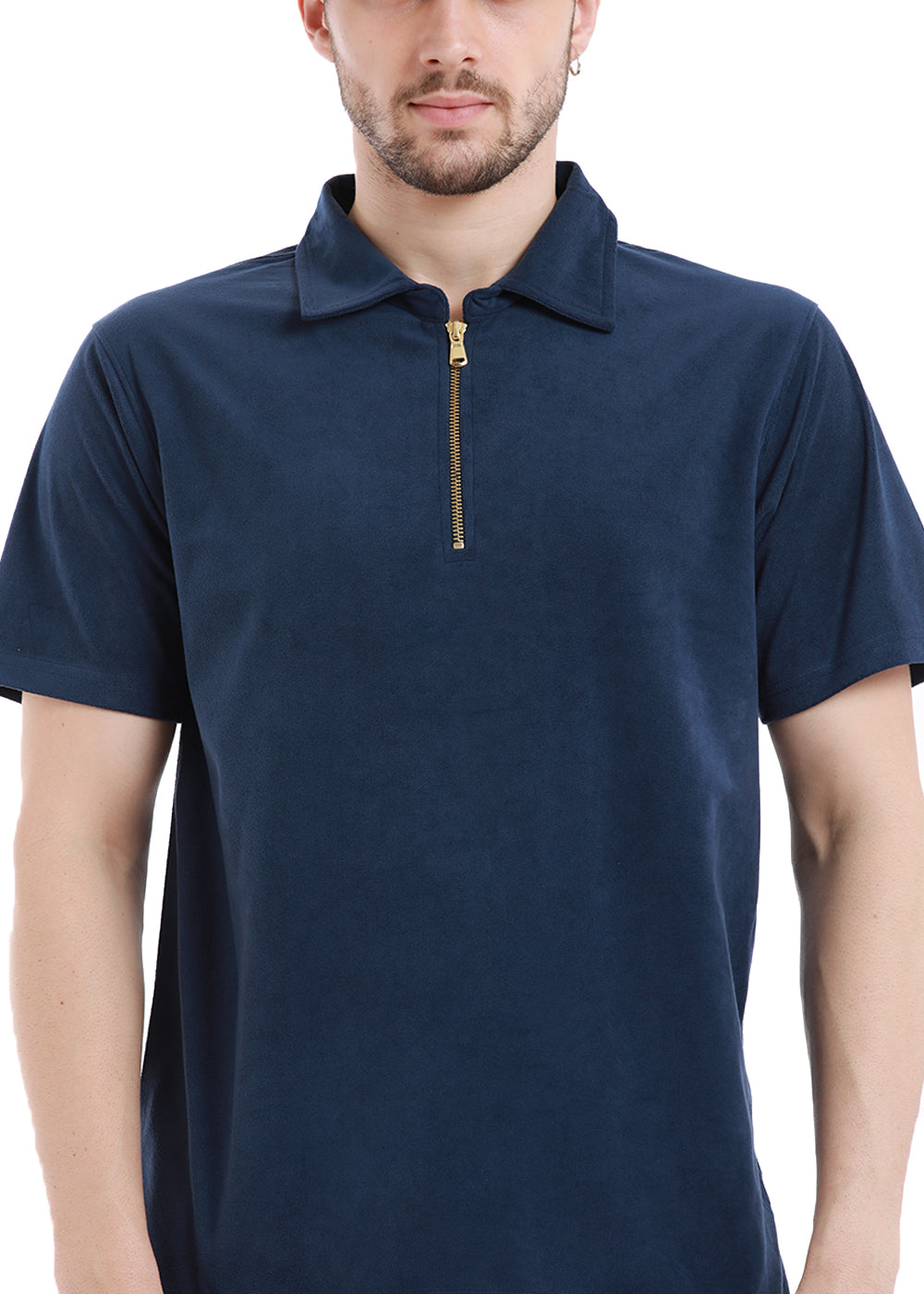 Blue Sapphire Zip polo T-shirt