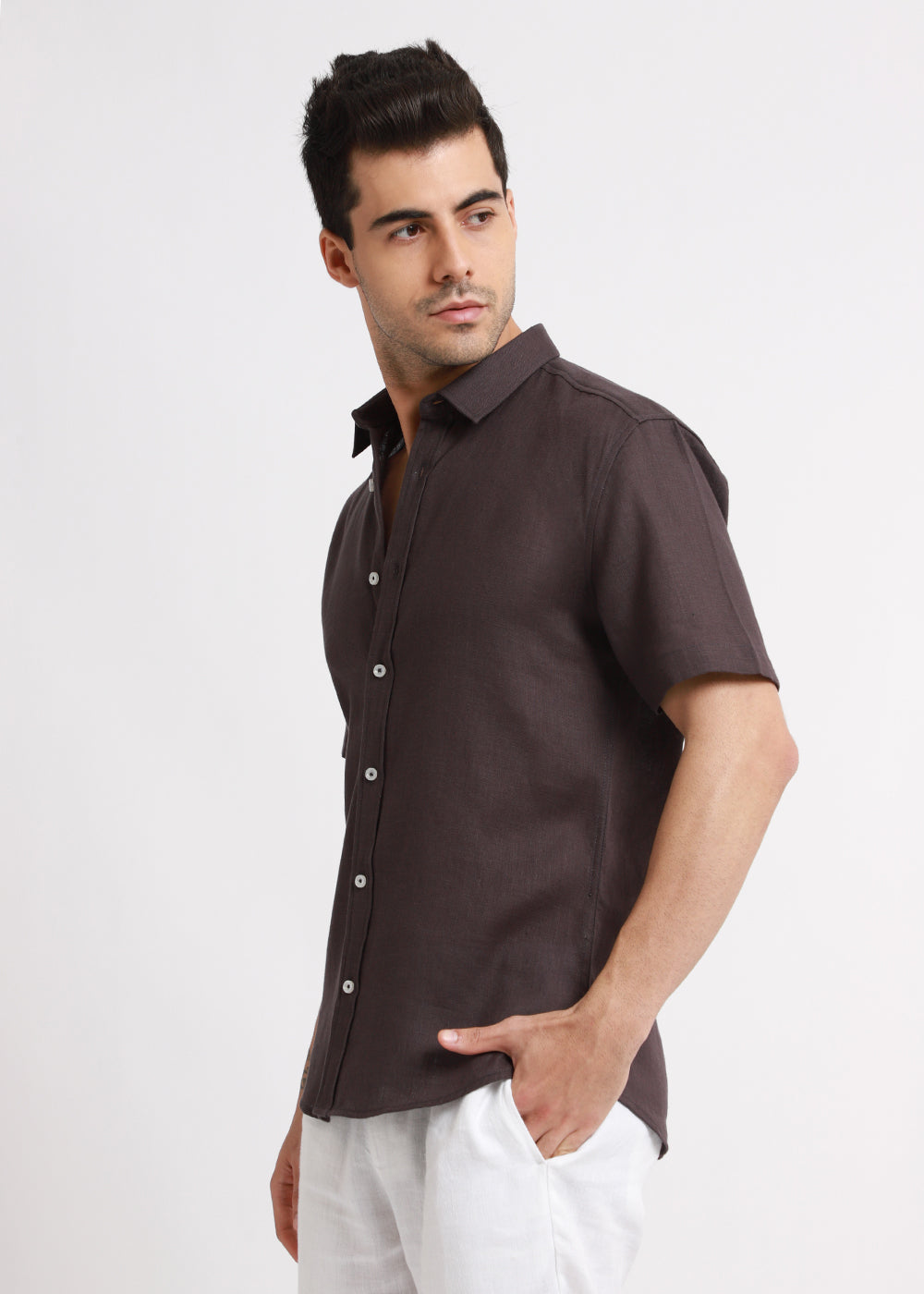 Batiste Crater Brown Linen shirt