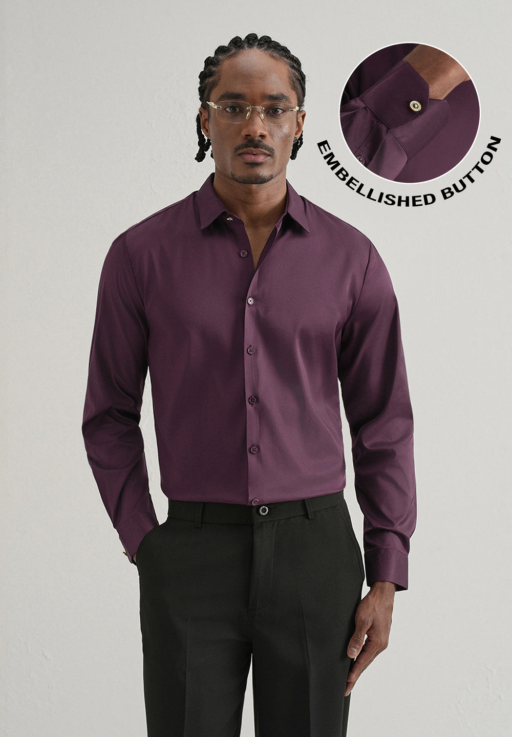 Dark Wine Plain Stitchless Placket Shirt