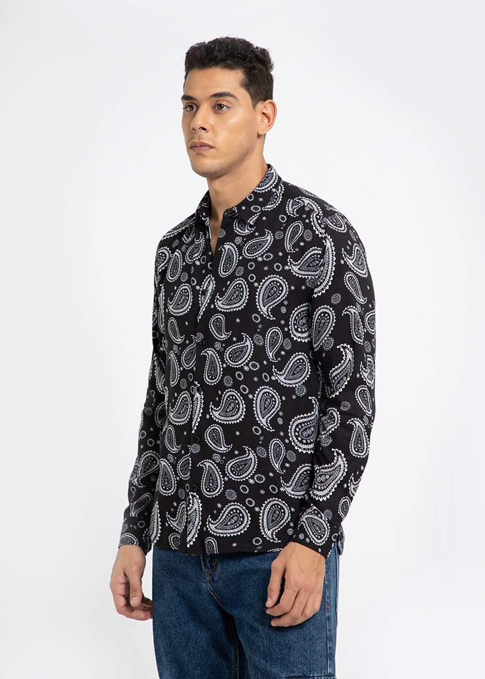 Charcoal Paisley Print Shirt