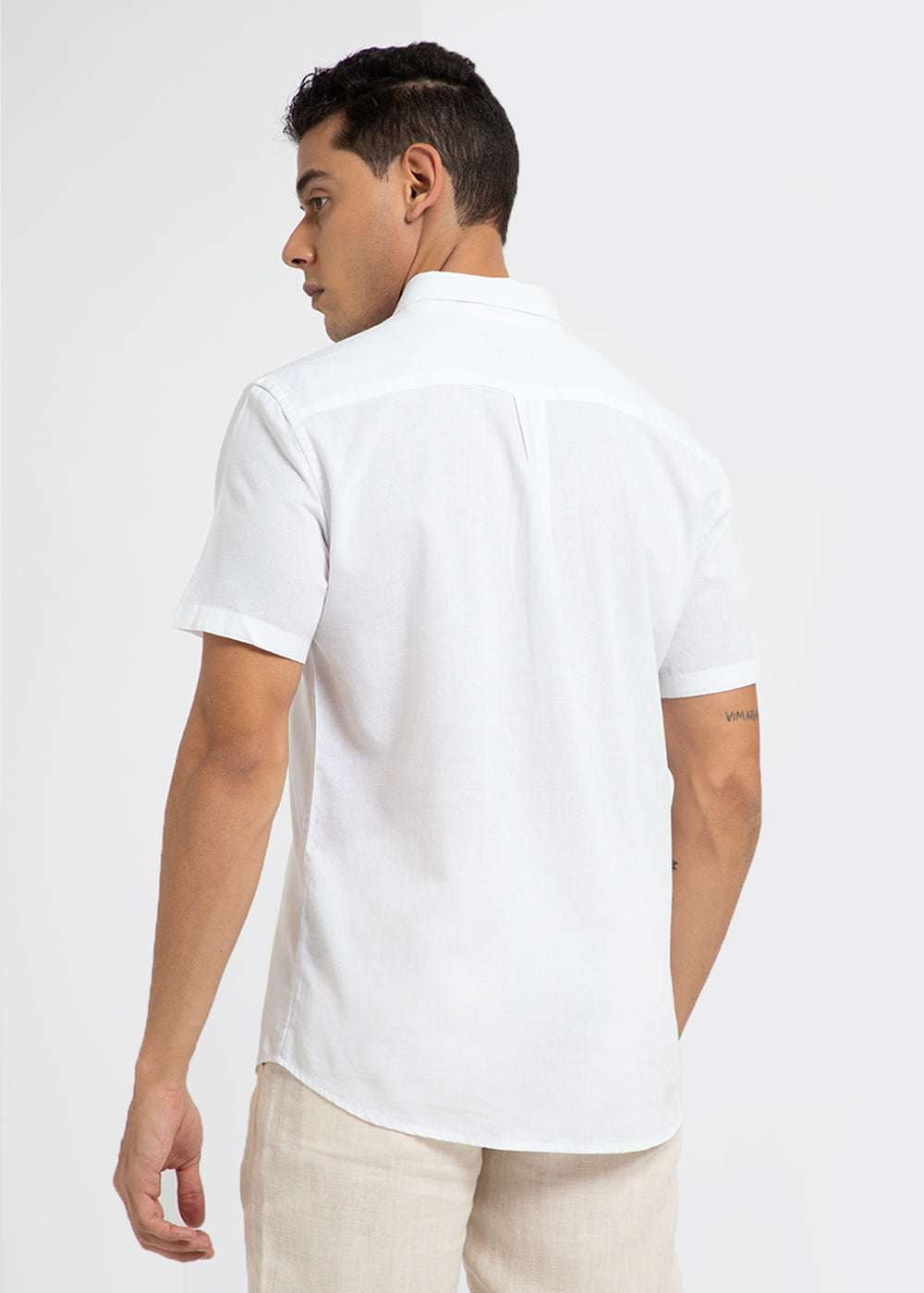 Frost White Cotton Linen Shirt