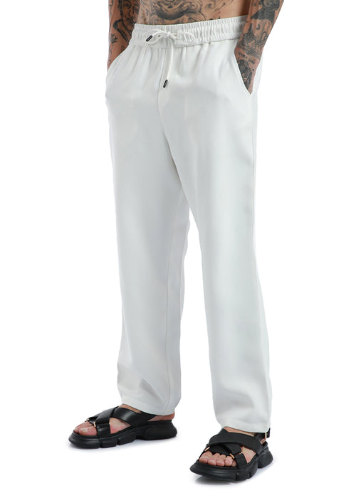 Feather White Thin-Corduroy Trousers