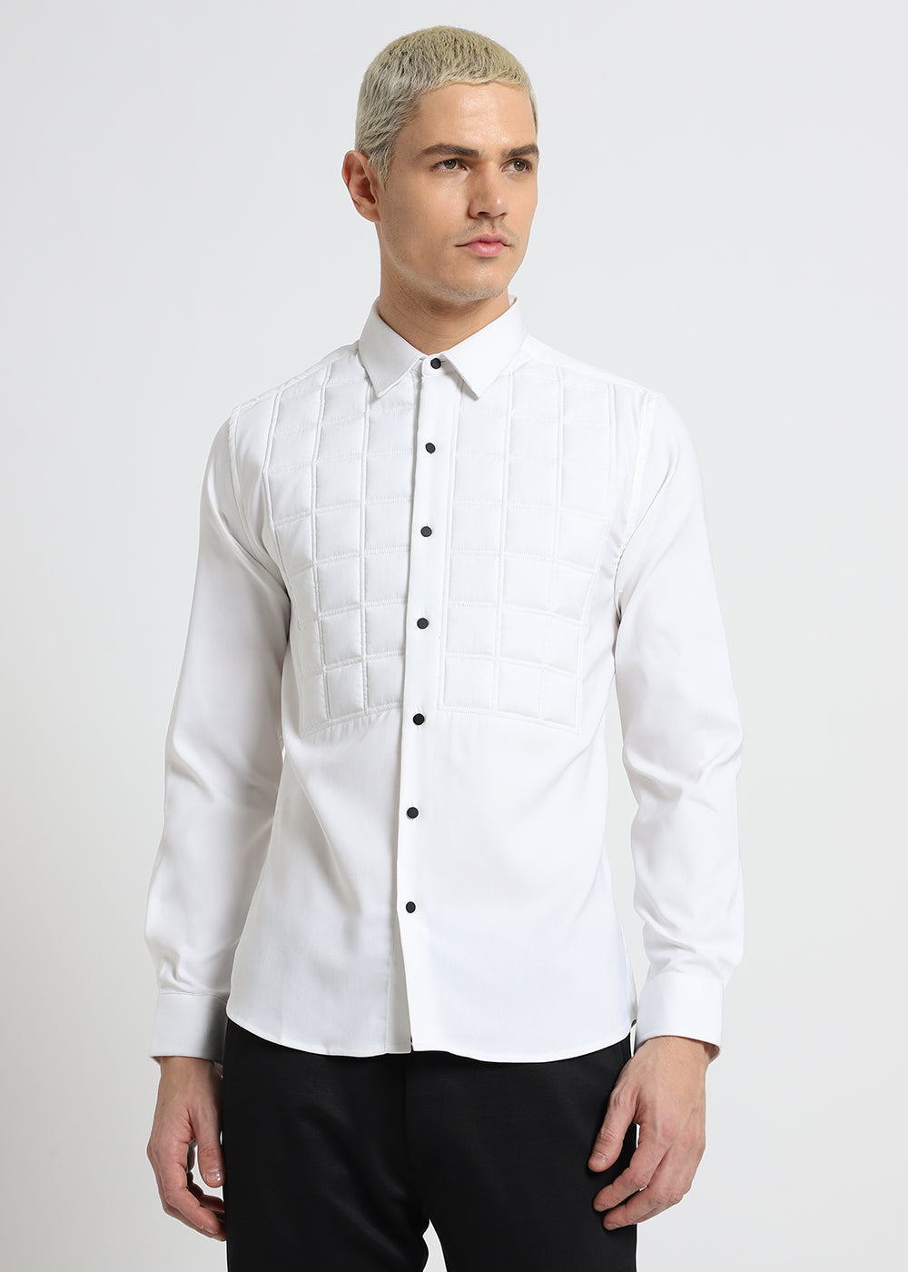 White Padded Check Shirt
